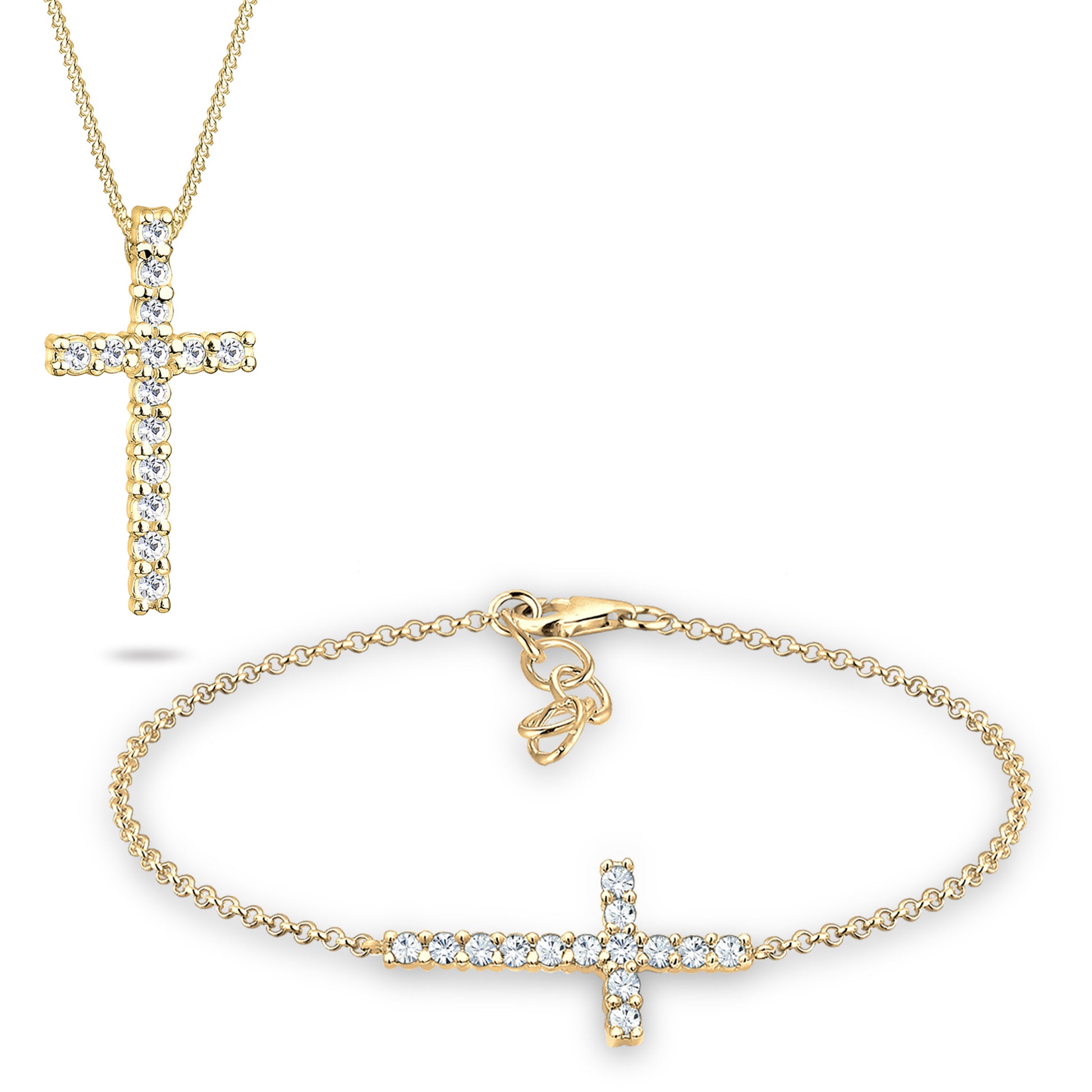 Pavé Kreuz Halskette & Armband Schmuck Set