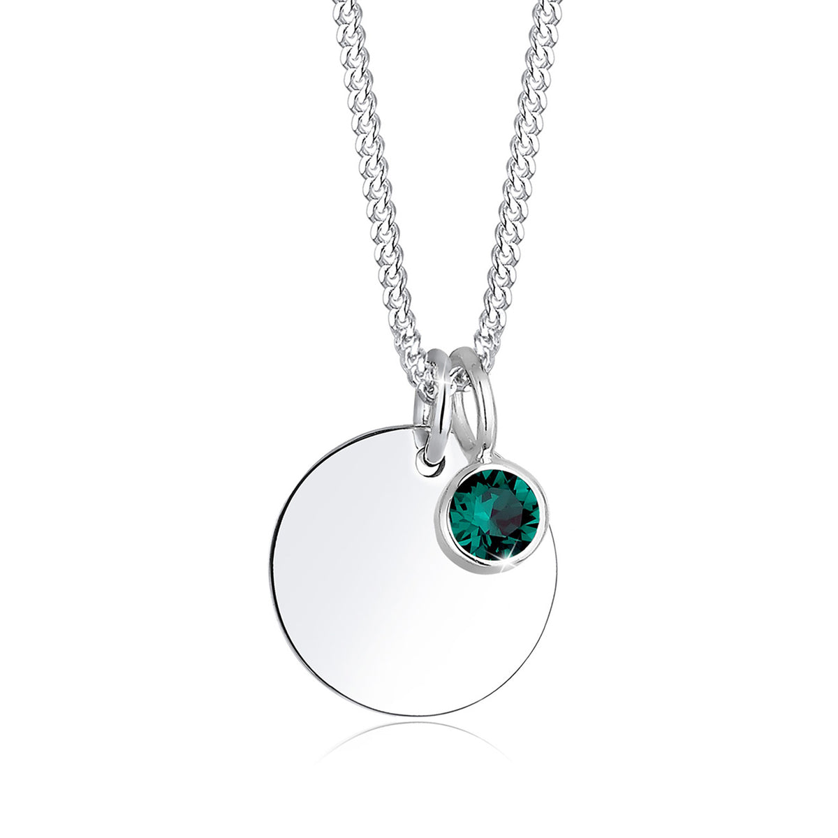 Grün - Elli | Halskette Geburtsstein | Kristall (Grün) | 925er Sterling Silber