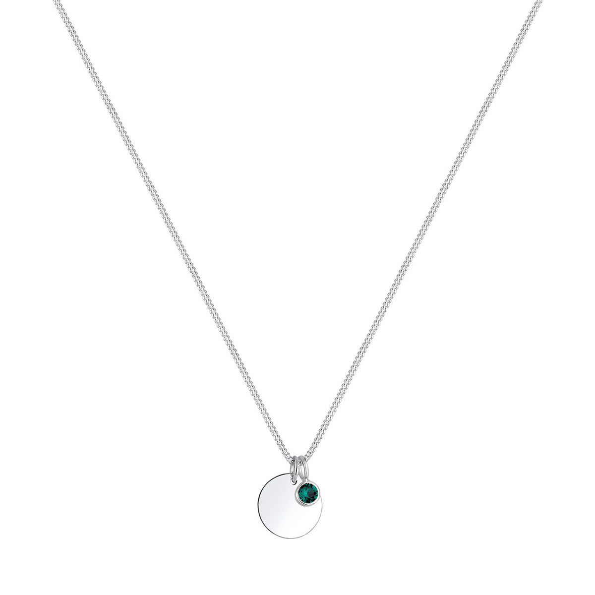 Grün - Elli | Halskette Geburtsstein | Kristall (Grün) | 925er Sterling Silber