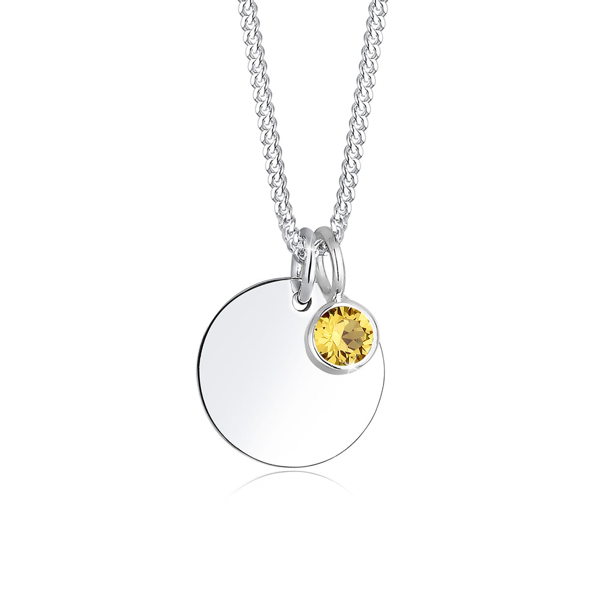 Gelb - Elli | Halskette Geburtsstein | Kristall (Gelb) | 925er Sterling Silber