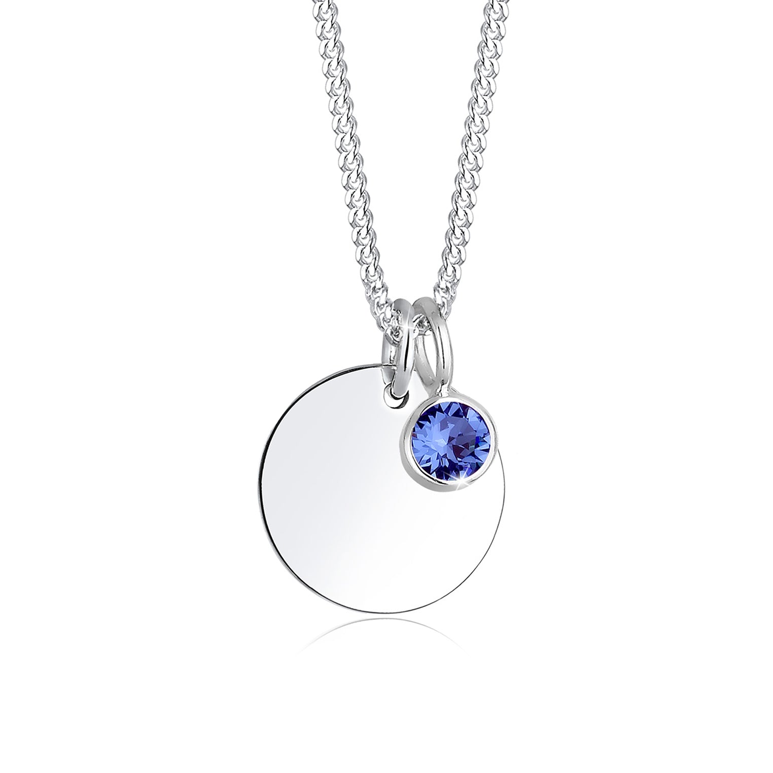 Blau - Elli | Halskette Geburtsstein | Kristall ( Blau ) | 925er Sterling Silber