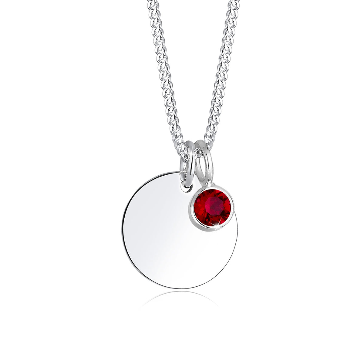 Rot - Elli | Halskette Geburtsstein | Mit Kristallen von Swarovski® (Pink) | 925er Sterling Silber