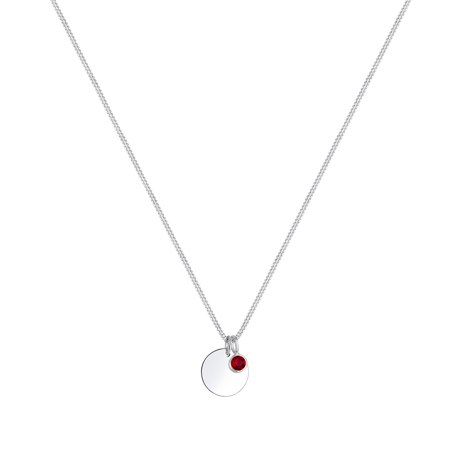 Rot - Elli | Halskette Geburtsstein | Mit Kristallen von Swarovski® (Pink) | 925er Sterling Silber