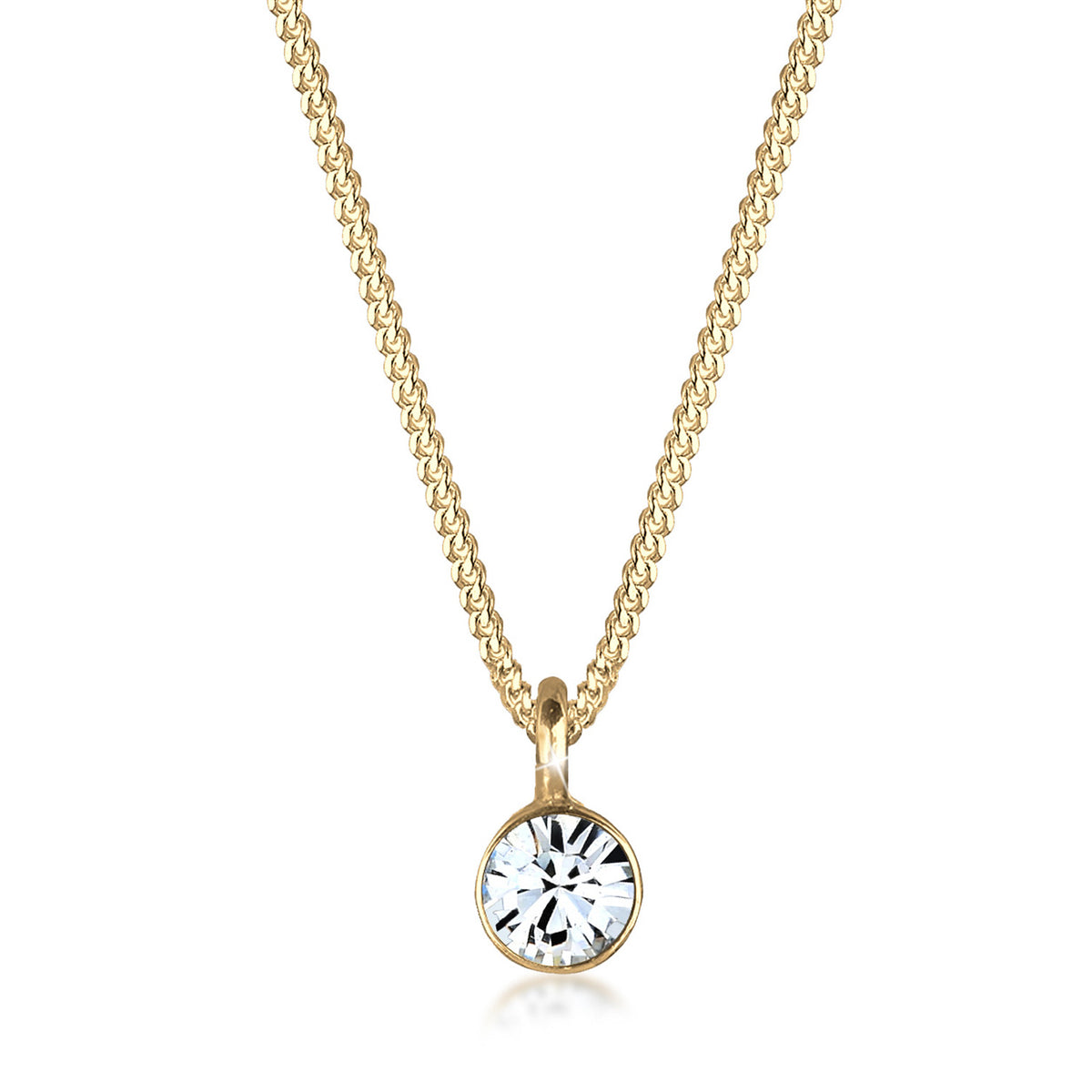 Gold - Elli | Halskette Solitär | Mit Kristallen von Swarovski® (Weiß) | 925 Sterling Silber vergoldet