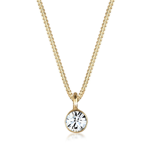 Gold - Elli | Halskette Solitär | Mit Kristallen von Swarovski® (Weiß) | 925 Sterling Silber vergoldet