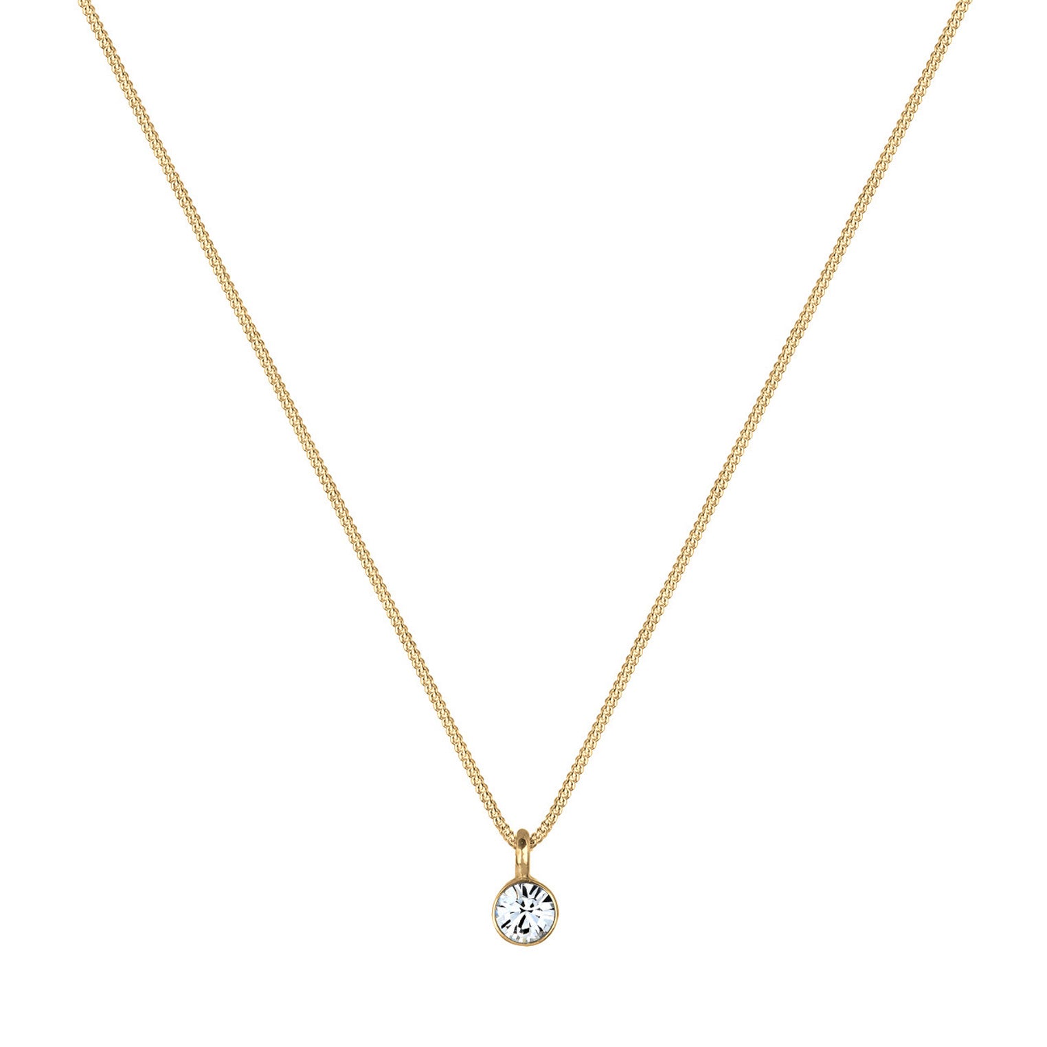 Gold - Elli | Halskette Solitär | Mit Kristallen von Swarovski® (Weiß) | 925 Sterling Silber vergoldet