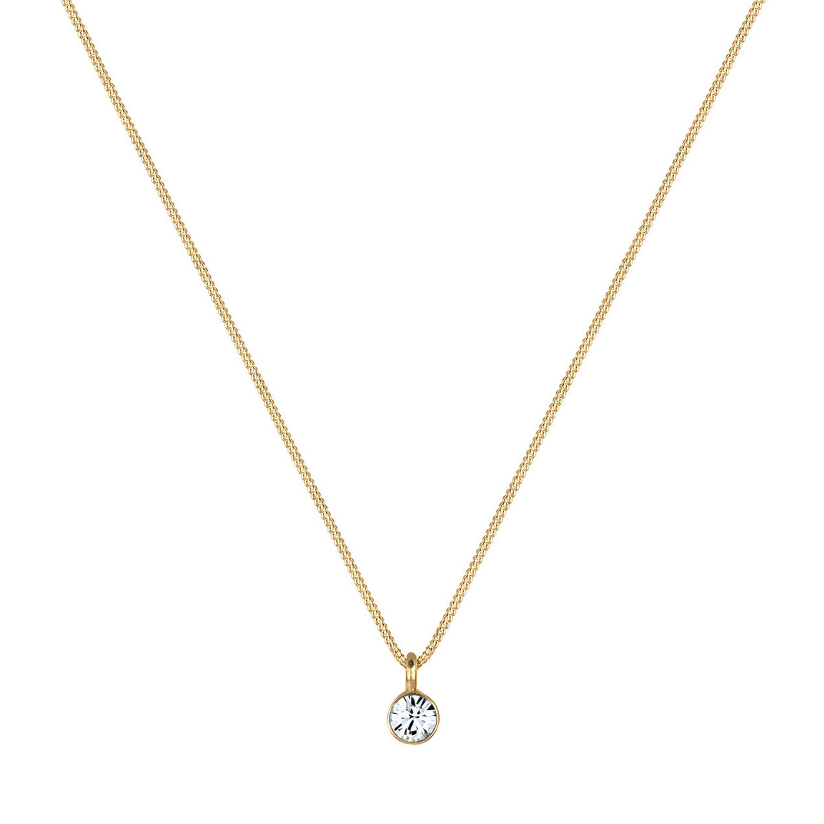 Gold - Elli | Halskette Solitär | Mit Kristallen von Swarovski® (Weiß) | 925 Sterling Silber vergoldet