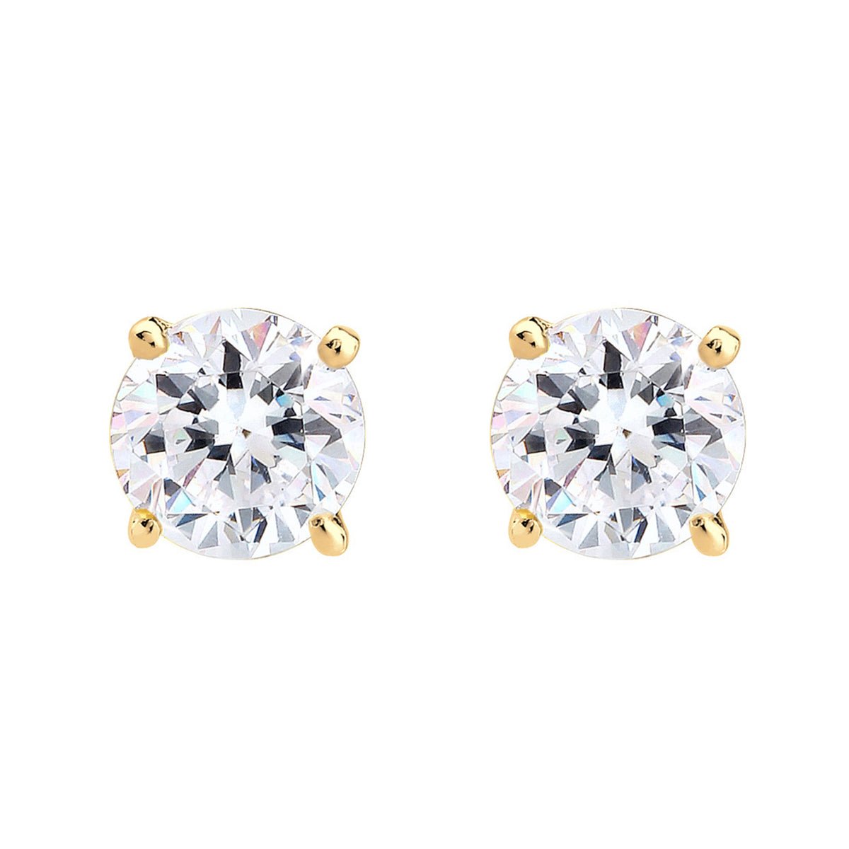 Gold - Elli | Ohrstecker | Kristall ( Weiß ) | 925 Sterling Silber vergoldet