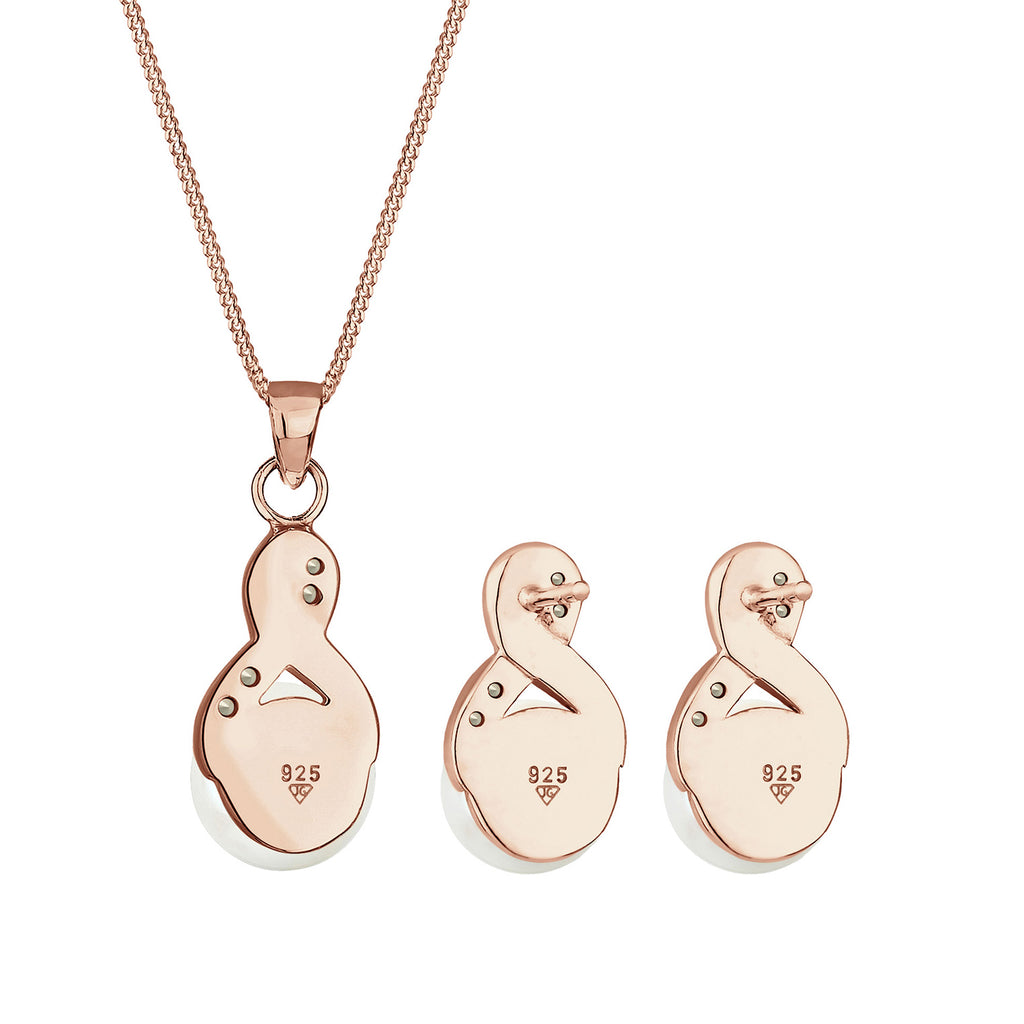Roségold - Elli | Schmuckset  Infinity | Süßwasserperle, Kristall ( Weiß ) | 925 Sterling Silber Rosegold
