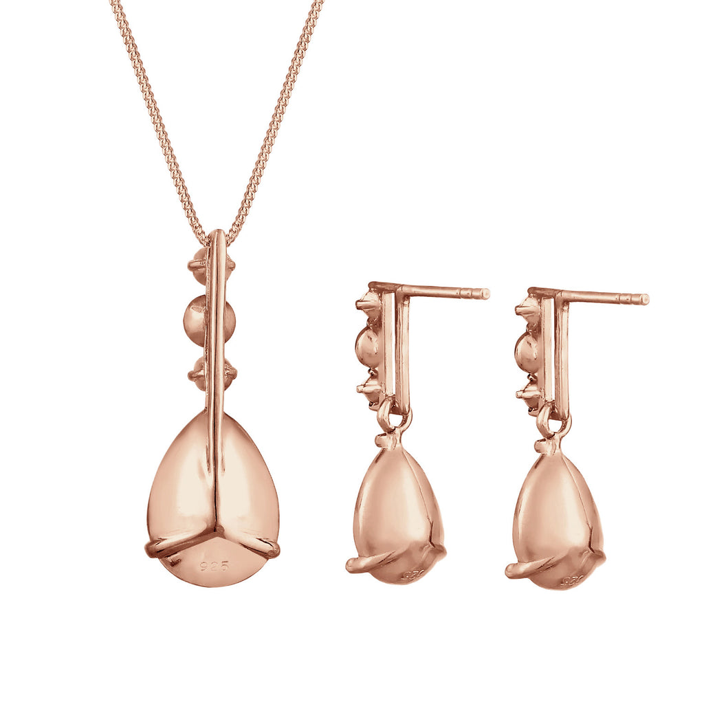 Roségold - Elli PREMIUM | Schmuckset  Tropfen | Mit Kristallen von Swarovski® (Weiß) | 925 Sterling Silber Rosegold