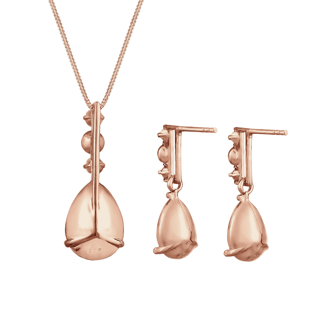 Roségold - Elli PREMIUM | Schmuckset  Tropfen | Mit Kristallen von Swarovski® (Weiß) | 925 Sterling Silber Rosegold