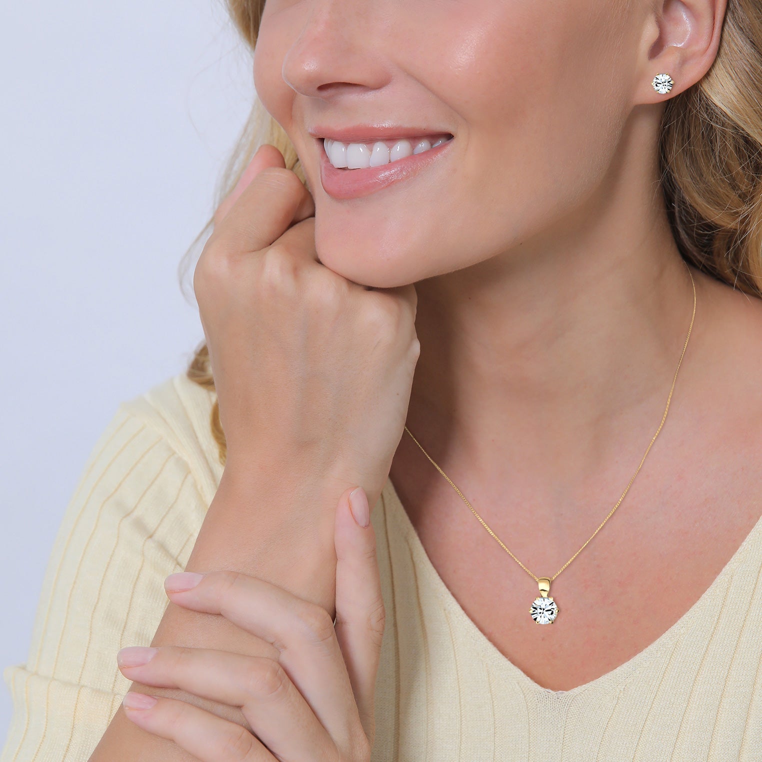 Gold - Elli | Halskette | Kristall ( Weiß ) | 925 Sterling Silber vergoldet