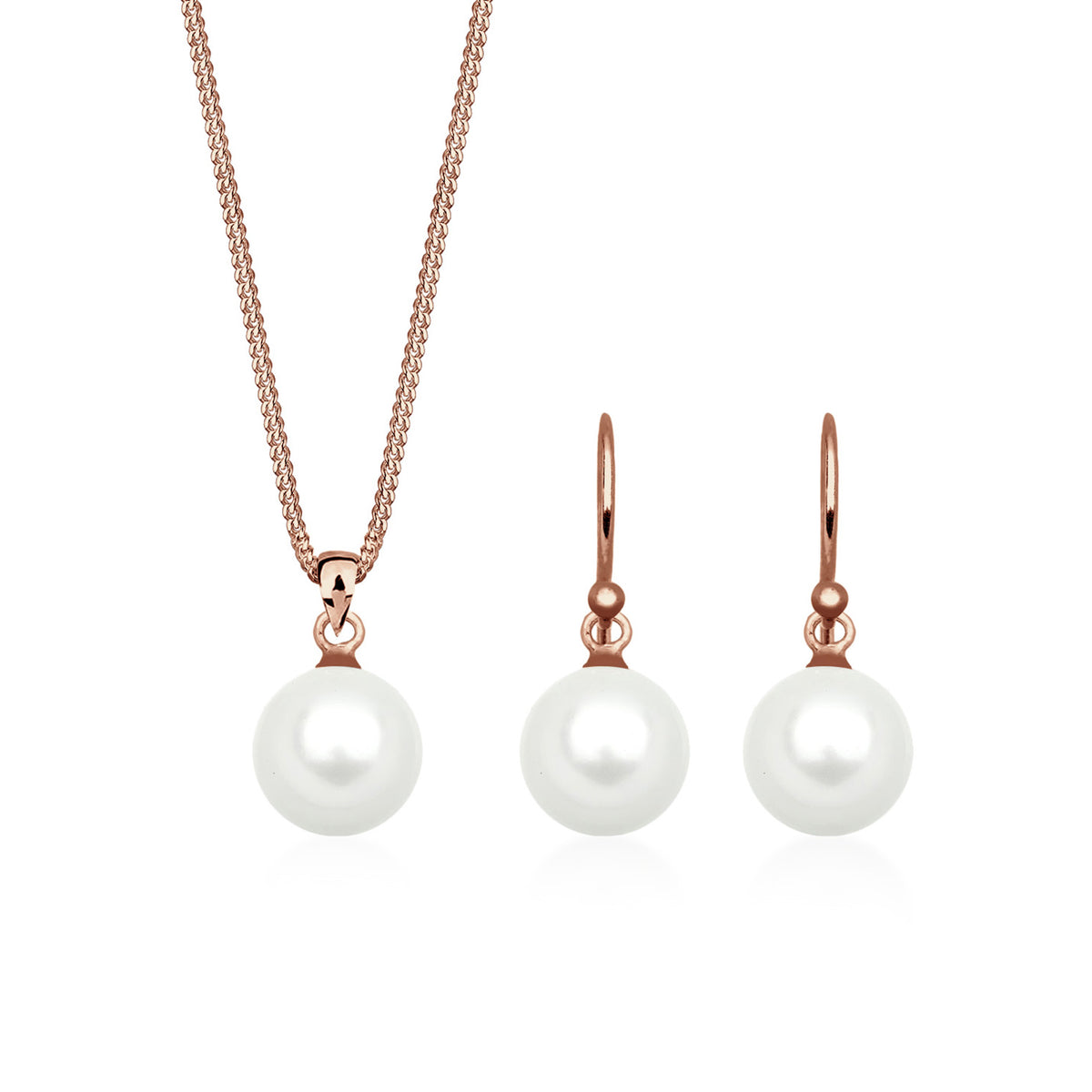 Roségold - Elli | Schmuckset  | Perle | 925 Sterling Silber Rosegold