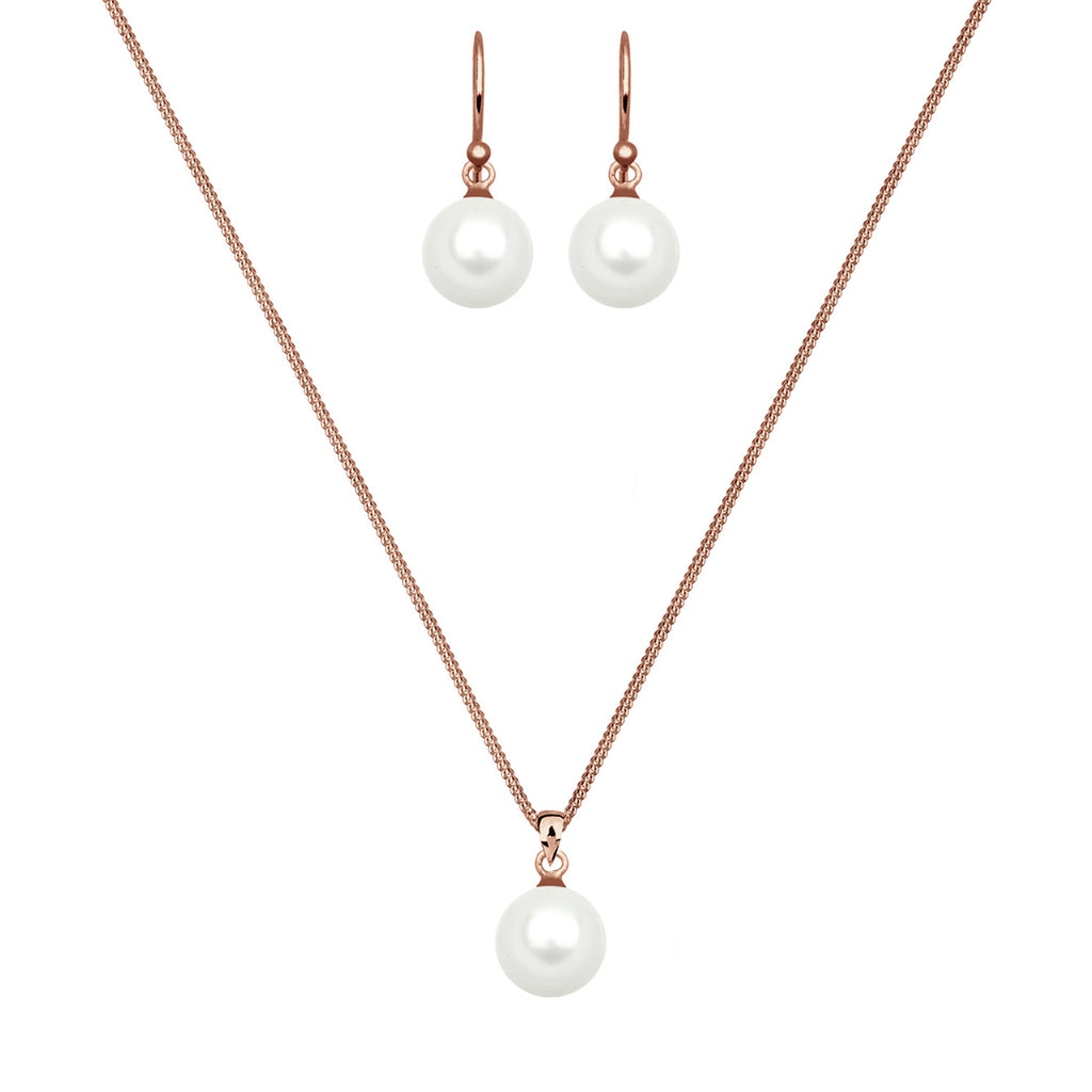 Roségold - Elli | Schmuckset  | Perle | 925 Sterling Silber Rosegold
