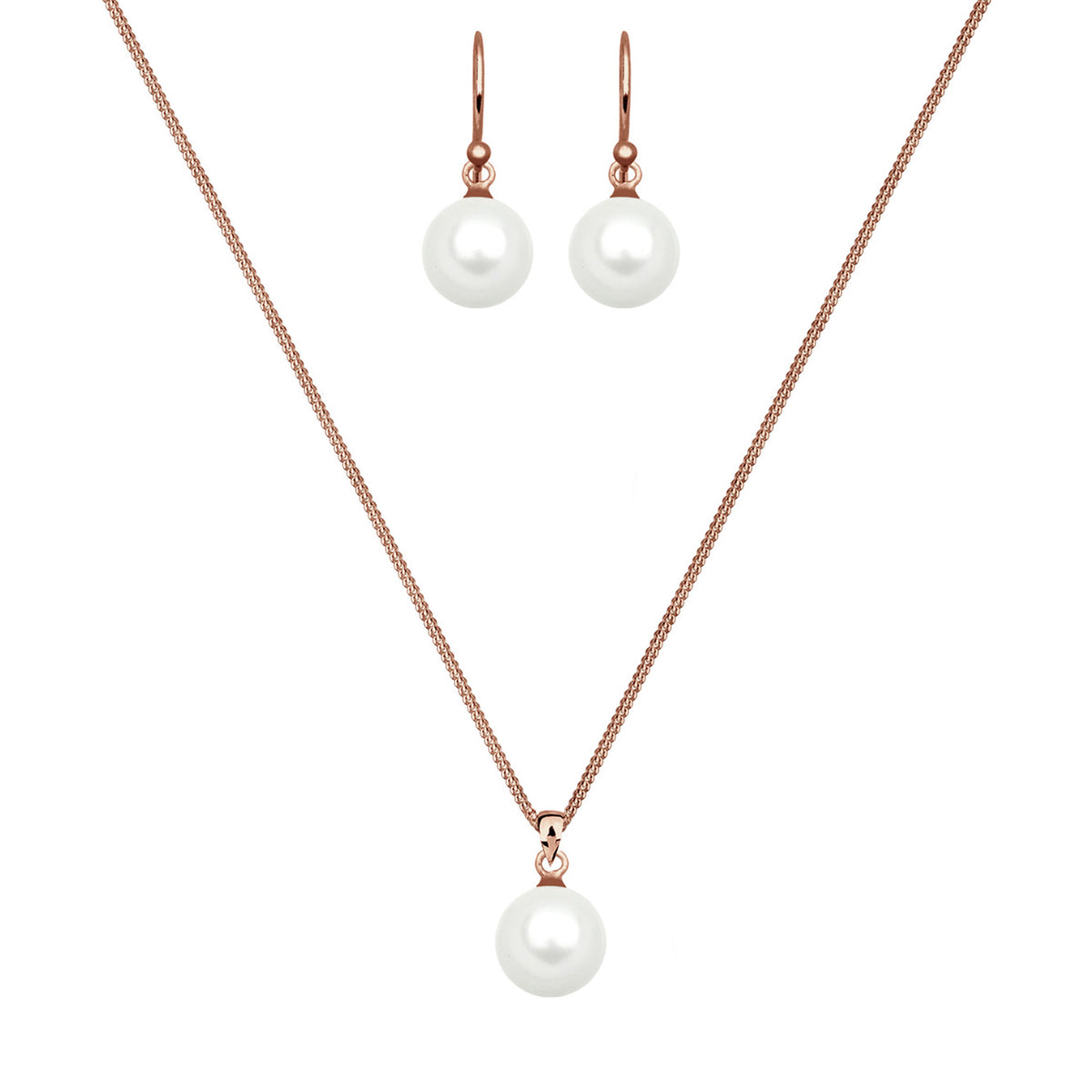Roségold - Elli | Schmuckset  | Perle | 925 Sterling Silber Rosegold
