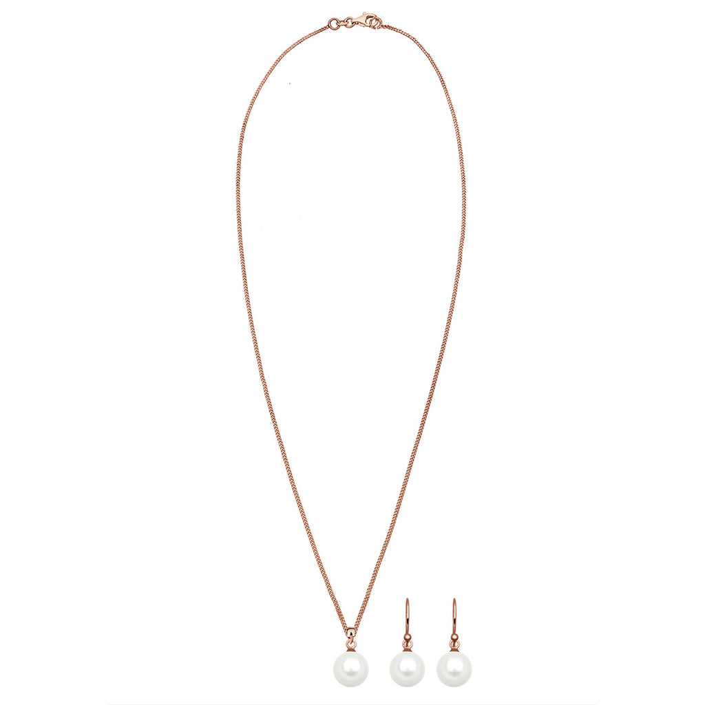 Roségold - Elli | Schmuckset  | Perle | 925 Sterling Silber Rosegold