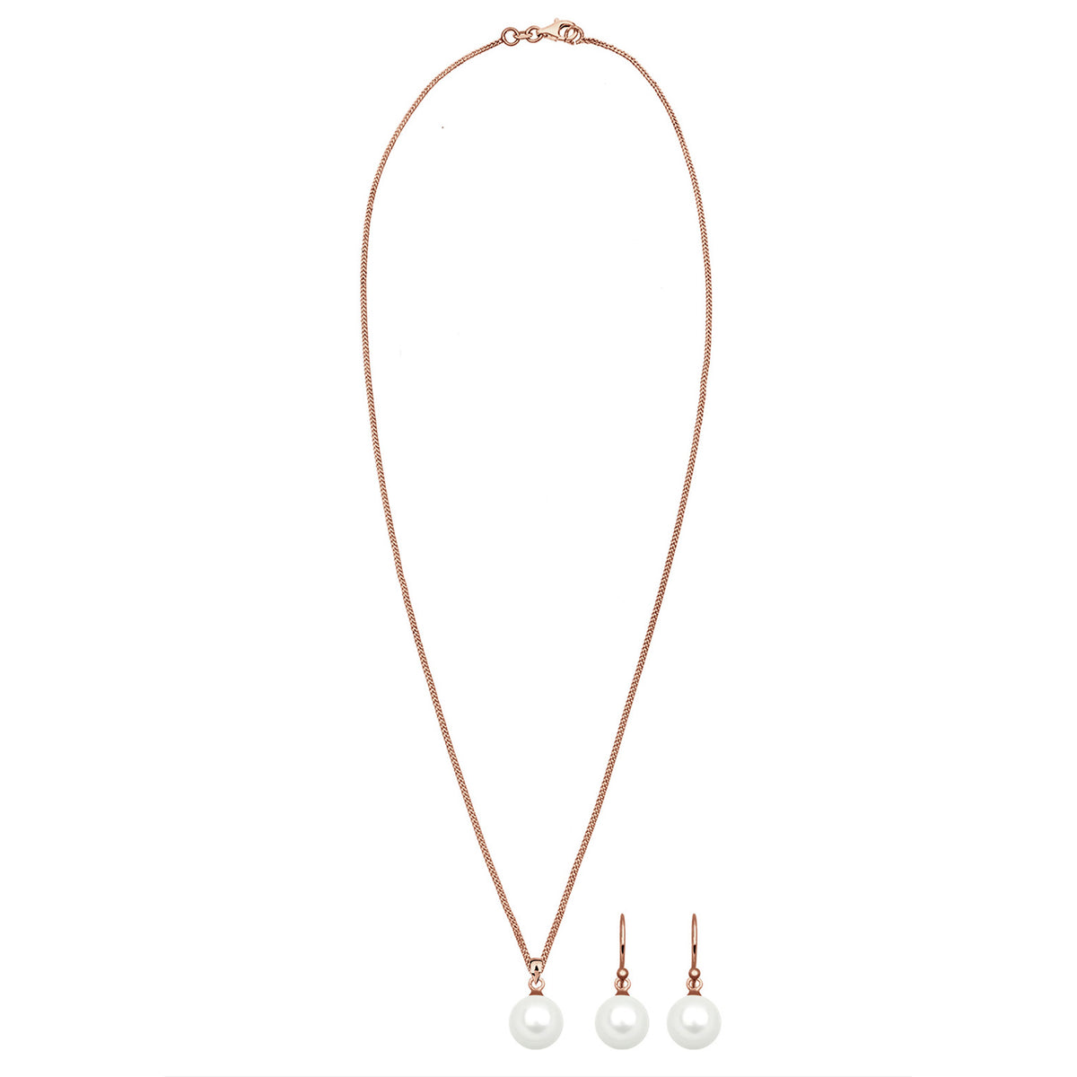 Roségold - Elli | Schmuckset  | Perle | 925 Sterling Silber Rosegold