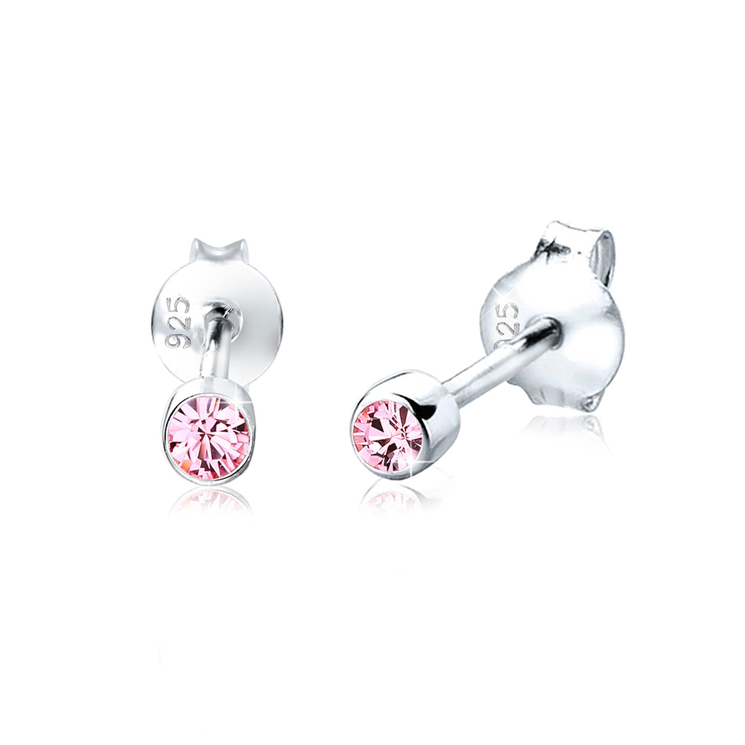 Rosa - Elli | Solitär-Ohrring | Kristall ( Rosa ) | 925er Sterling Silber