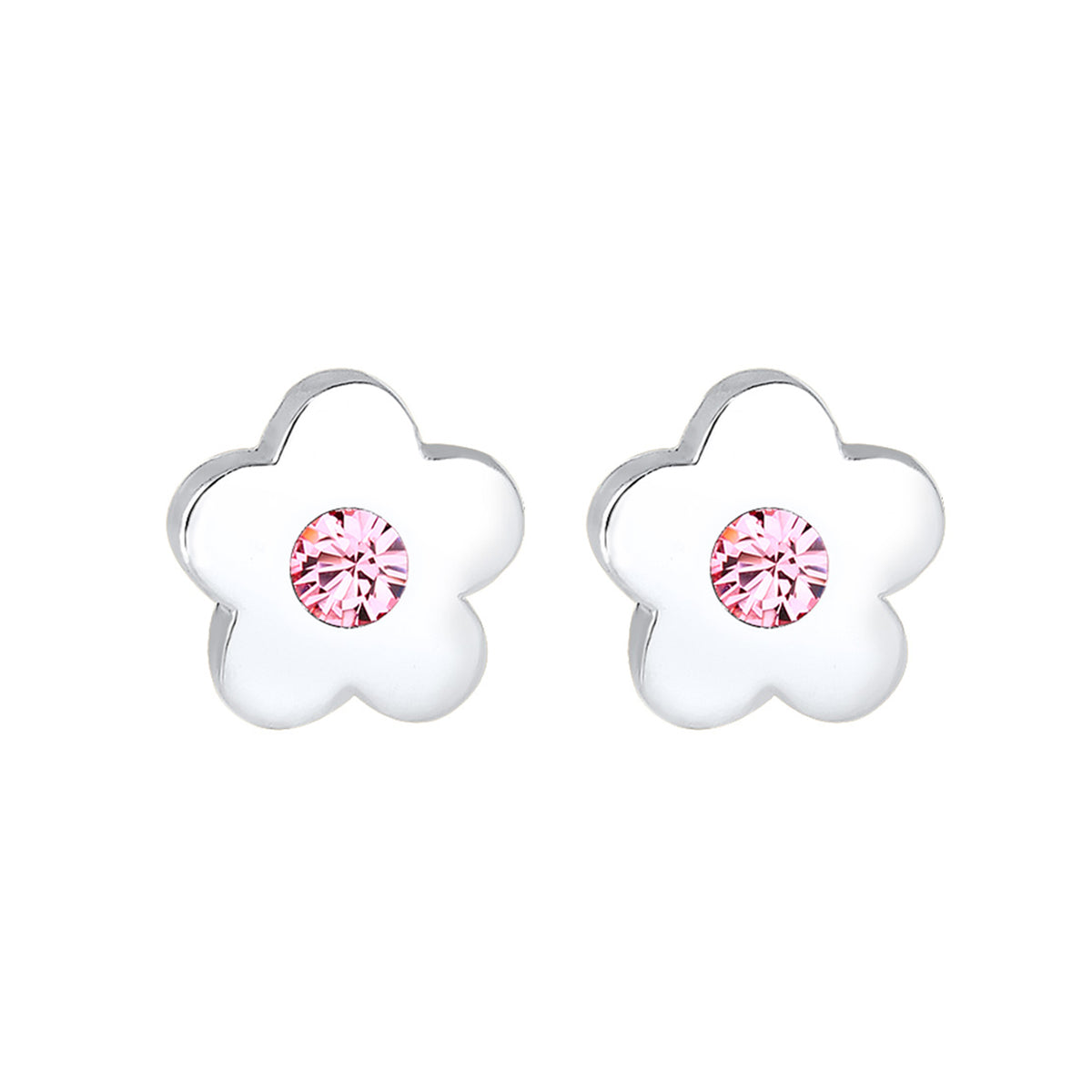 Silber - Elli | Ohrstecker Blume | Mit Kristallen von Swarovski® (Rosa) | 925er Sterling Silber