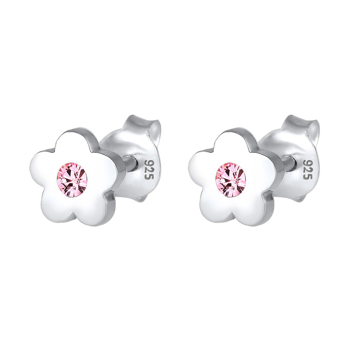 Silber - Elli | Ohrstecker Blume | Mit Kristallen von Swarovski® (Rosa) | 925er Sterling Silber