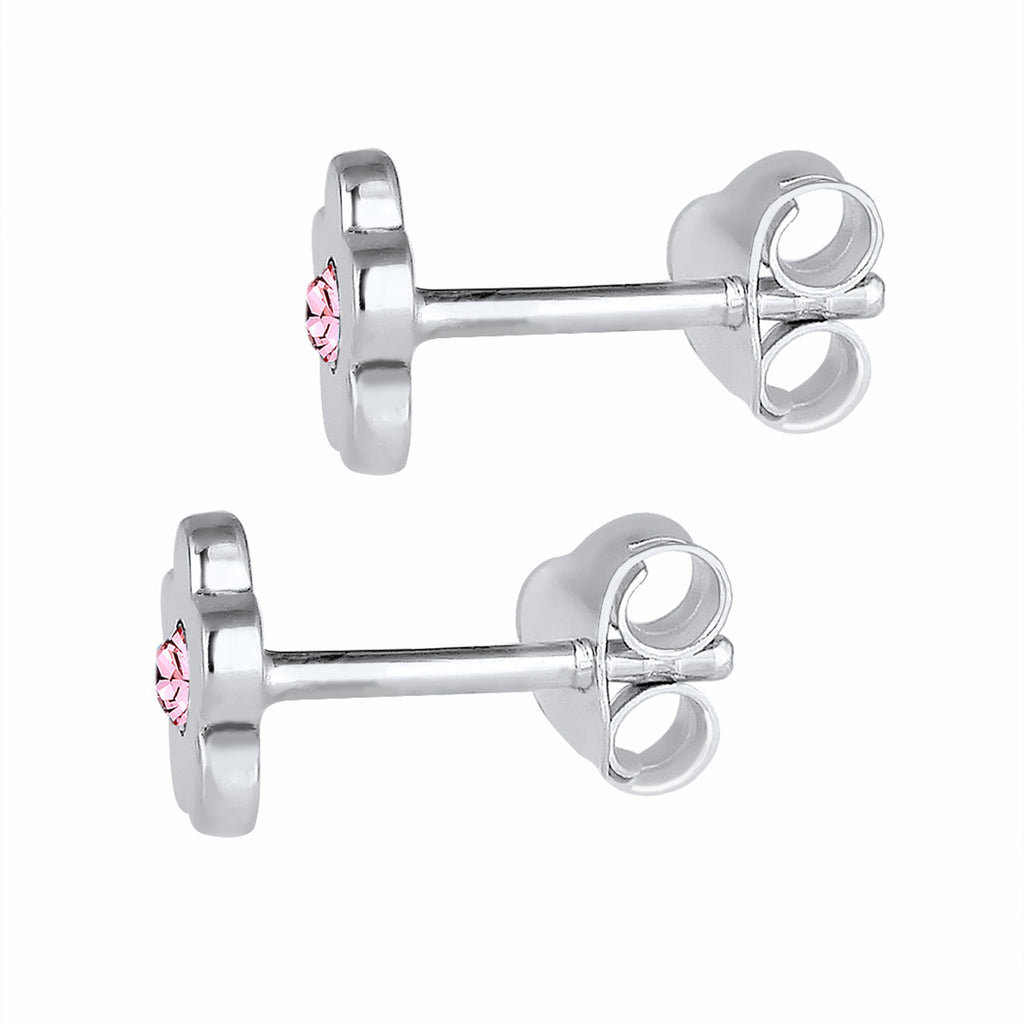 Silber - Elli | Ohrstecker Blume | Mit Kristallen von Swarovski® (Rosa) | 925er Sterling Silber