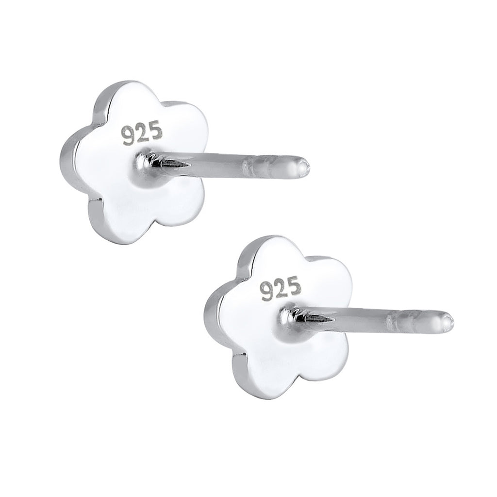 Silber - Elli | Ohrstecker Blume | Mit Kristallen von Swarovski® (Rosa) | 925er Sterling Silber