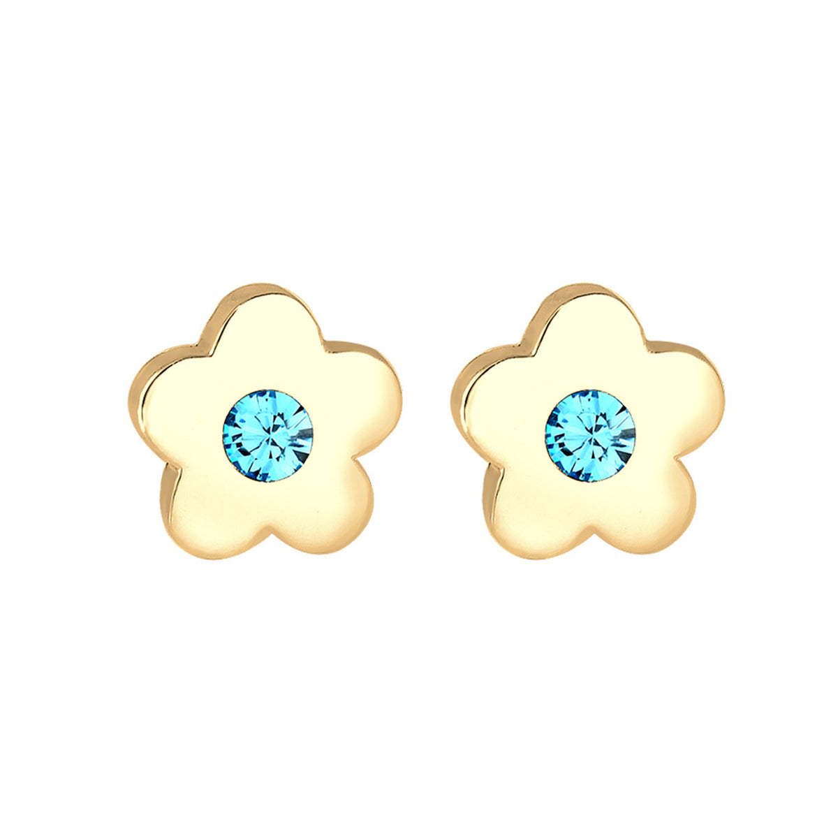 Gold - Elli | Ohrstecker Blume | Mit Kristallen von Swarovski® (Blau) | 925er Sterling Silber Vergoldet