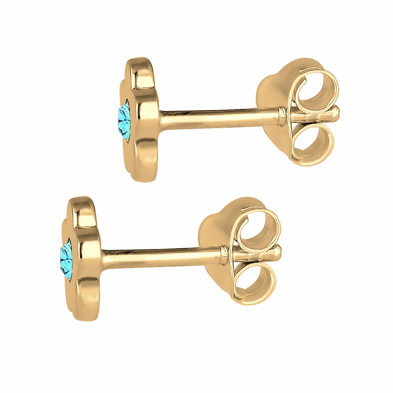 Gold - Elli | Ohrstecker Blume | Kristall (Blau) | 925er Sterling Silber Vergoldet