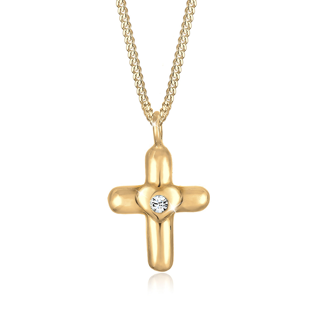 Gold - Elli | Halskette Herz | Mit Kristallen von Swarovski® (Weiß) | 925 Sterling Silber vergoldet