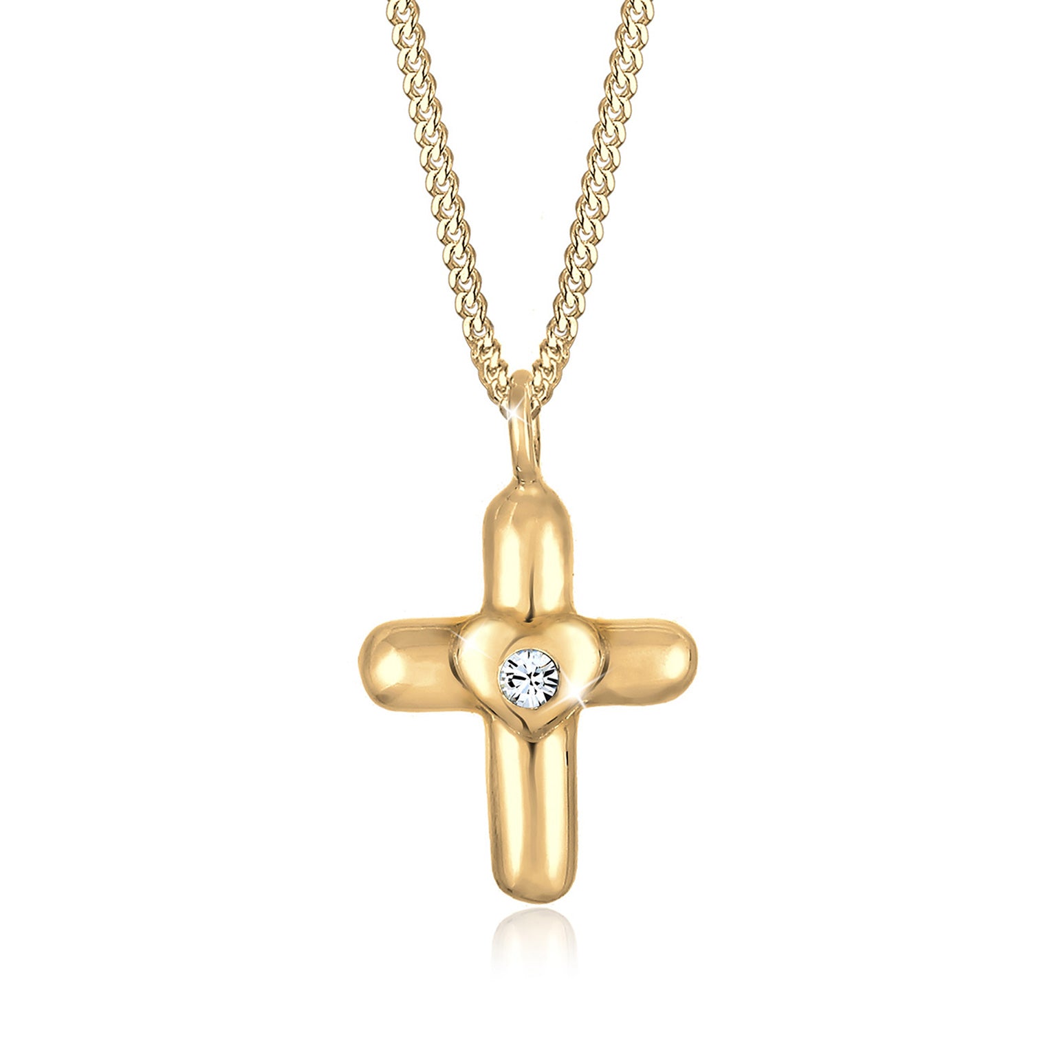 Gold - Elli | Halskette Herz | Mit Kristallen von Swarovski® (Weiß) | 925 Sterling Silber vergoldet