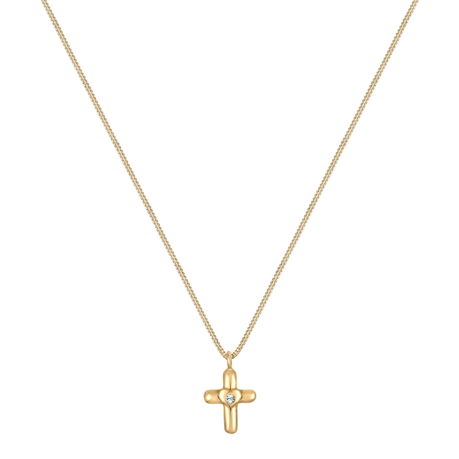 Gold - Elli | Halskette Herz | Mit Kristallen von Swarovski® (Weiß) | 925 Sterling Silber vergoldet