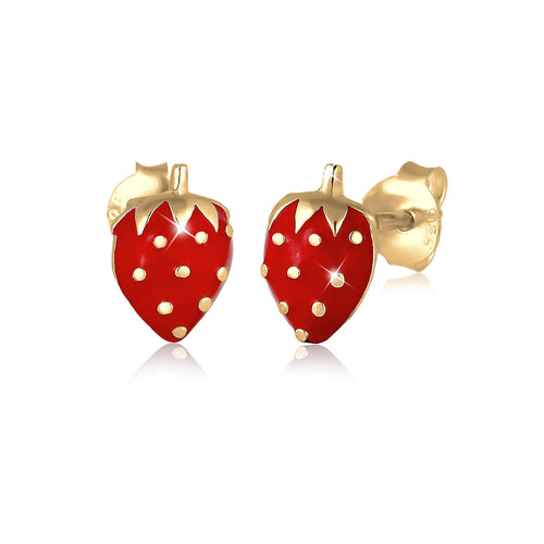 Gold - Elli | Ohrring Erdbeere | 925 Sterling Silber vergoldet