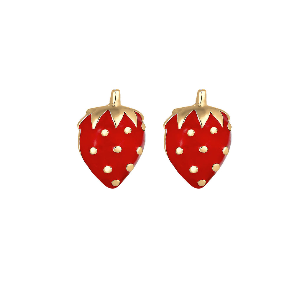Gold - Elli | Ohrring Erdbeere | 925 Sterling Silber vergoldet