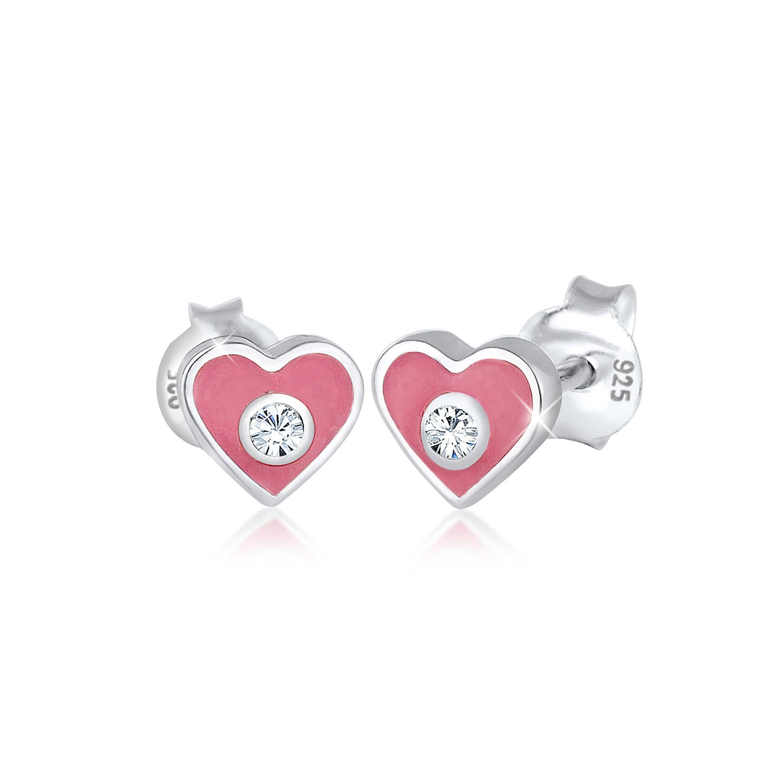 Silber - Elli | Ohrring Herz | Mit Kristallen von Swarovski® (Weiß) | 925er Sterling Silber