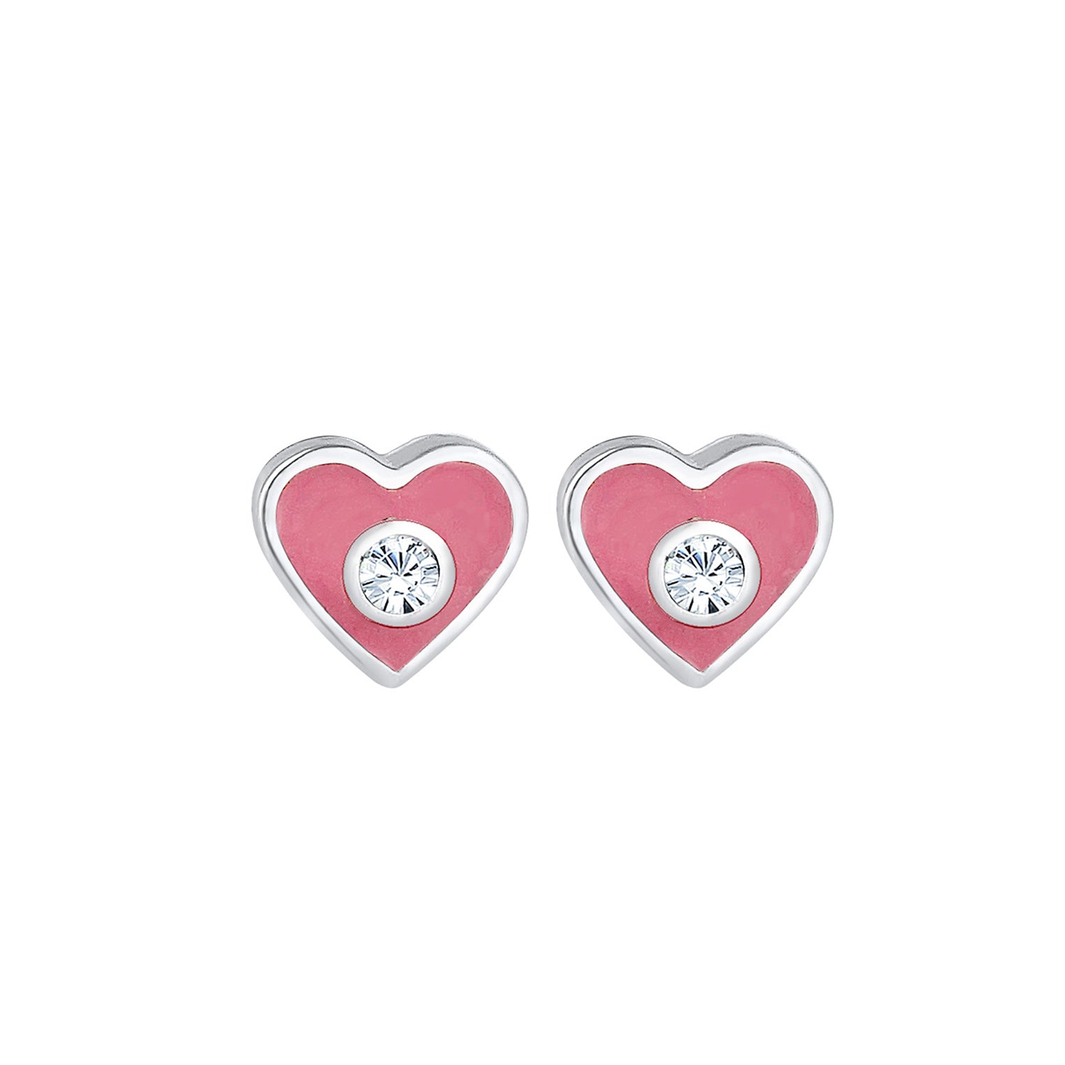 Silber - Elli | Ohrring Herz | Mit Kristallen von Swarovski® (Weiß) | 925er Sterling Silber