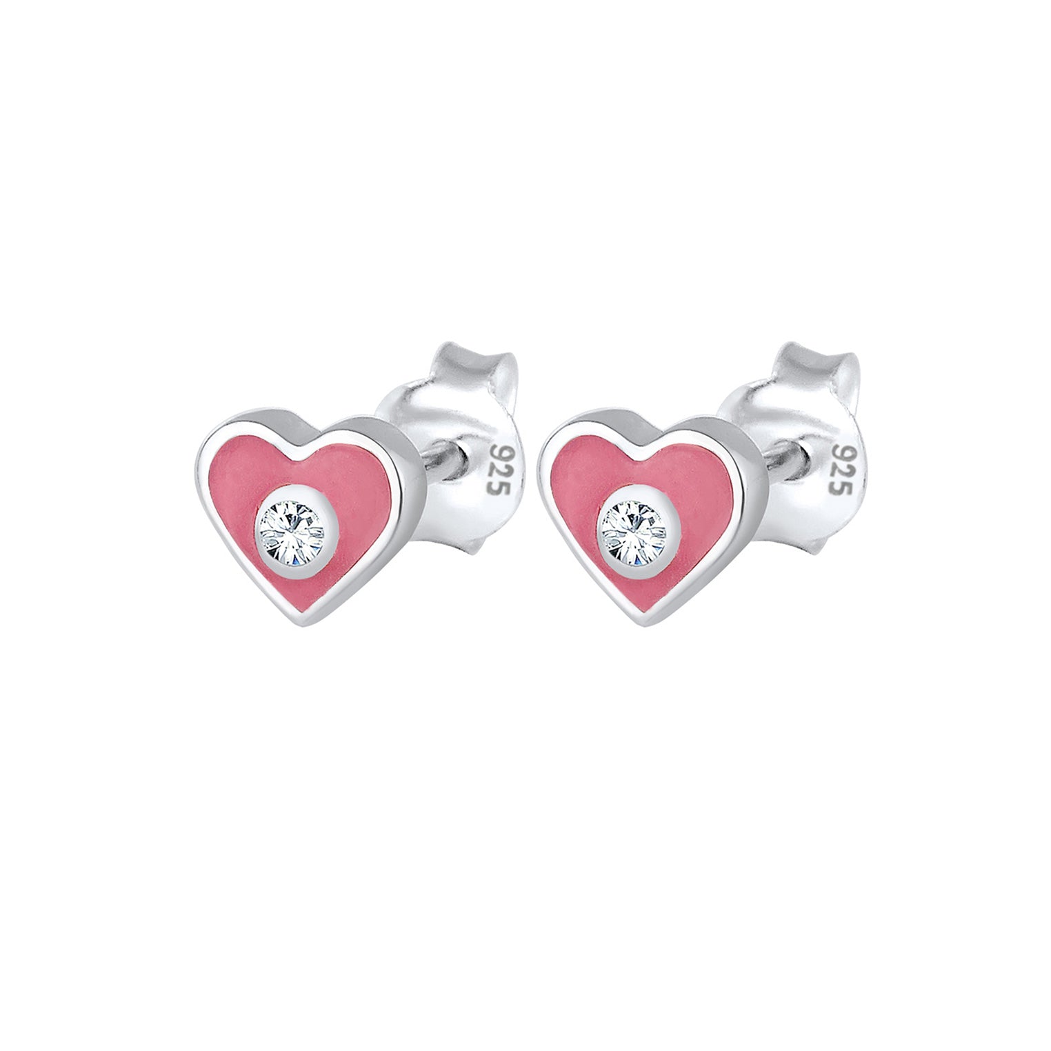 Silber - Elli | Ohrring Herz | Mit Kristallen von Swarovski® (Weiß) | 925er Sterling Silber
