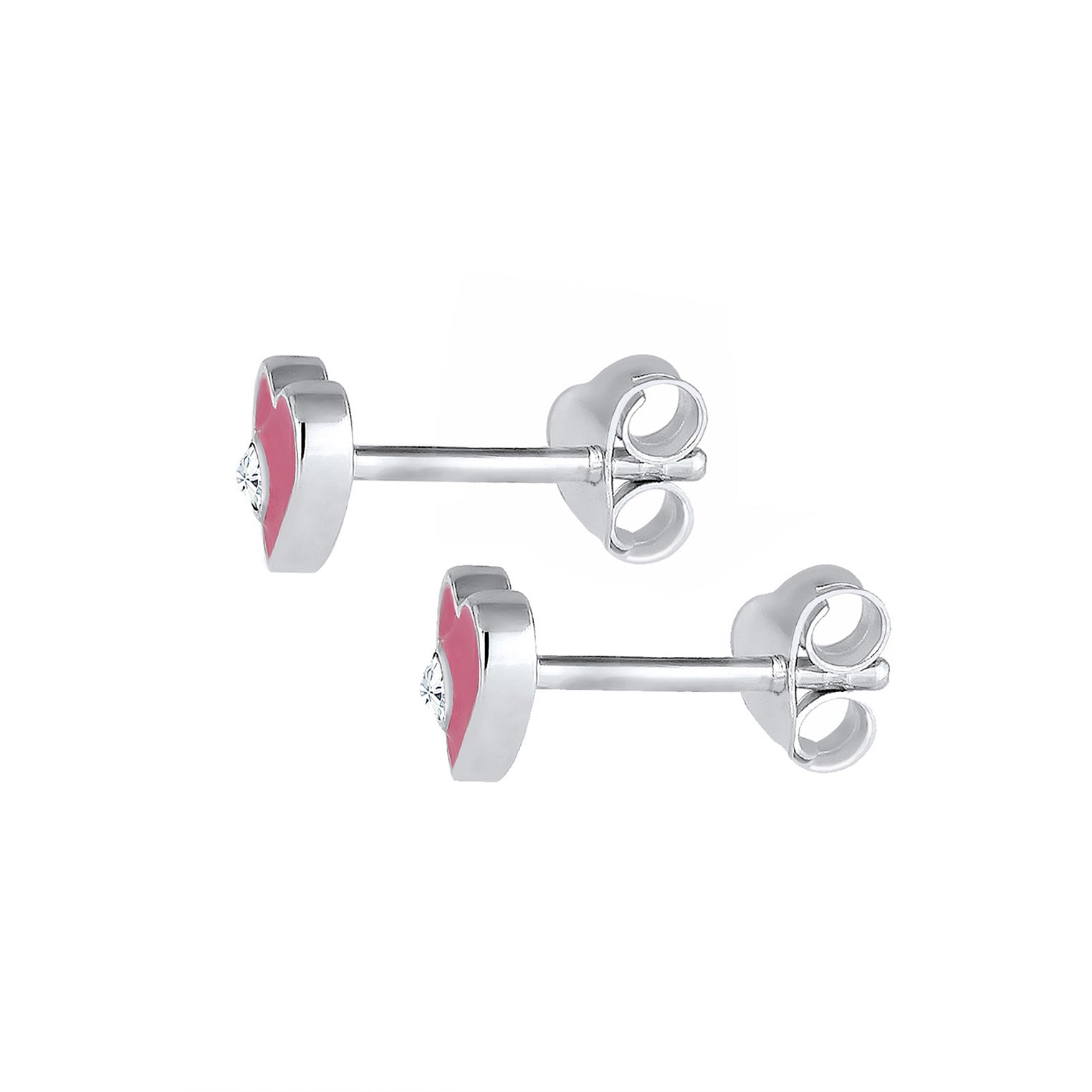 Silber - Elli | Ohrring Herz | Mit Kristallen von Swarovski® (Weiß) | 925er Sterling Silber