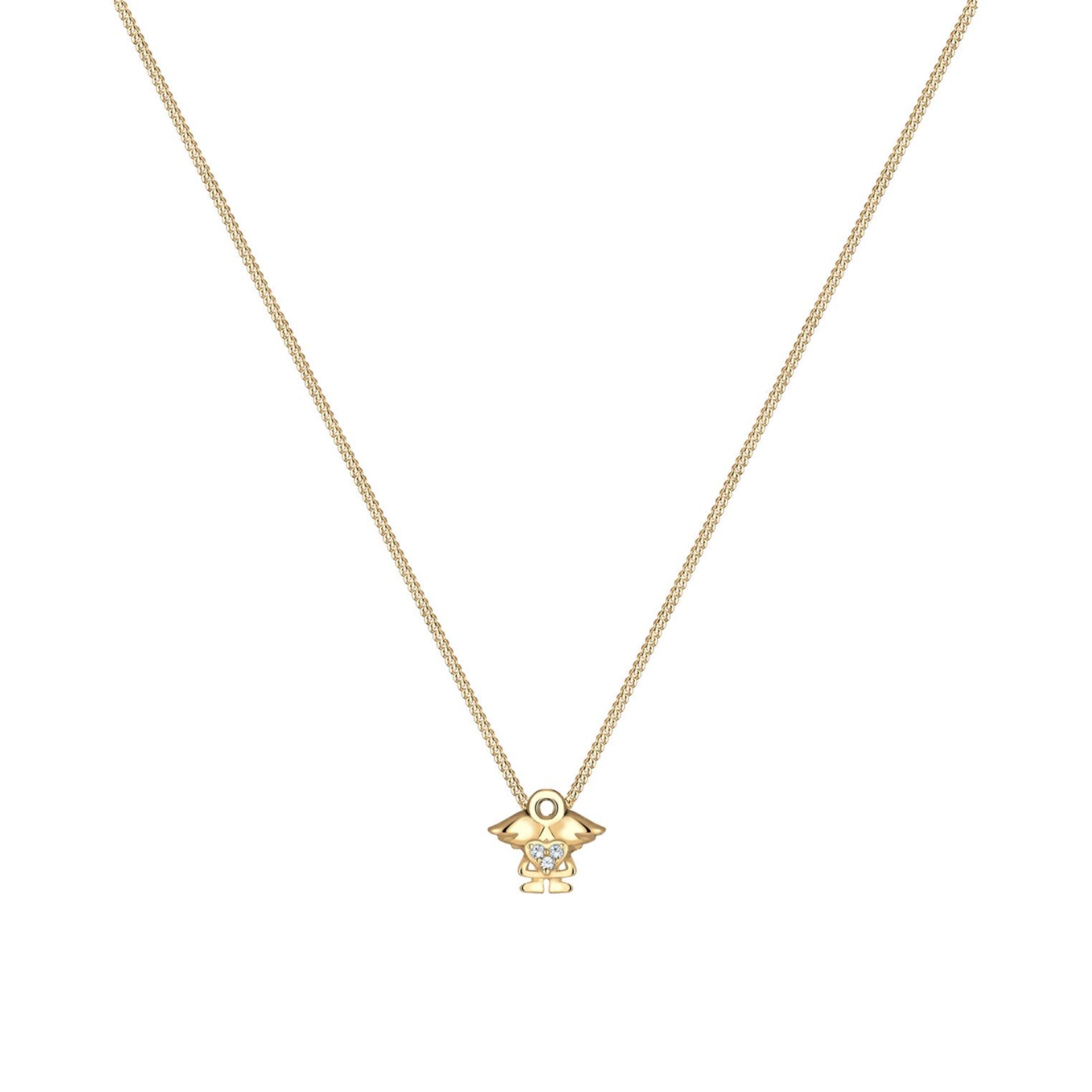 Gold - Elli | Halskette Engel | Kristall ( Weiß ) | 925 Sterling Silber vergoldet