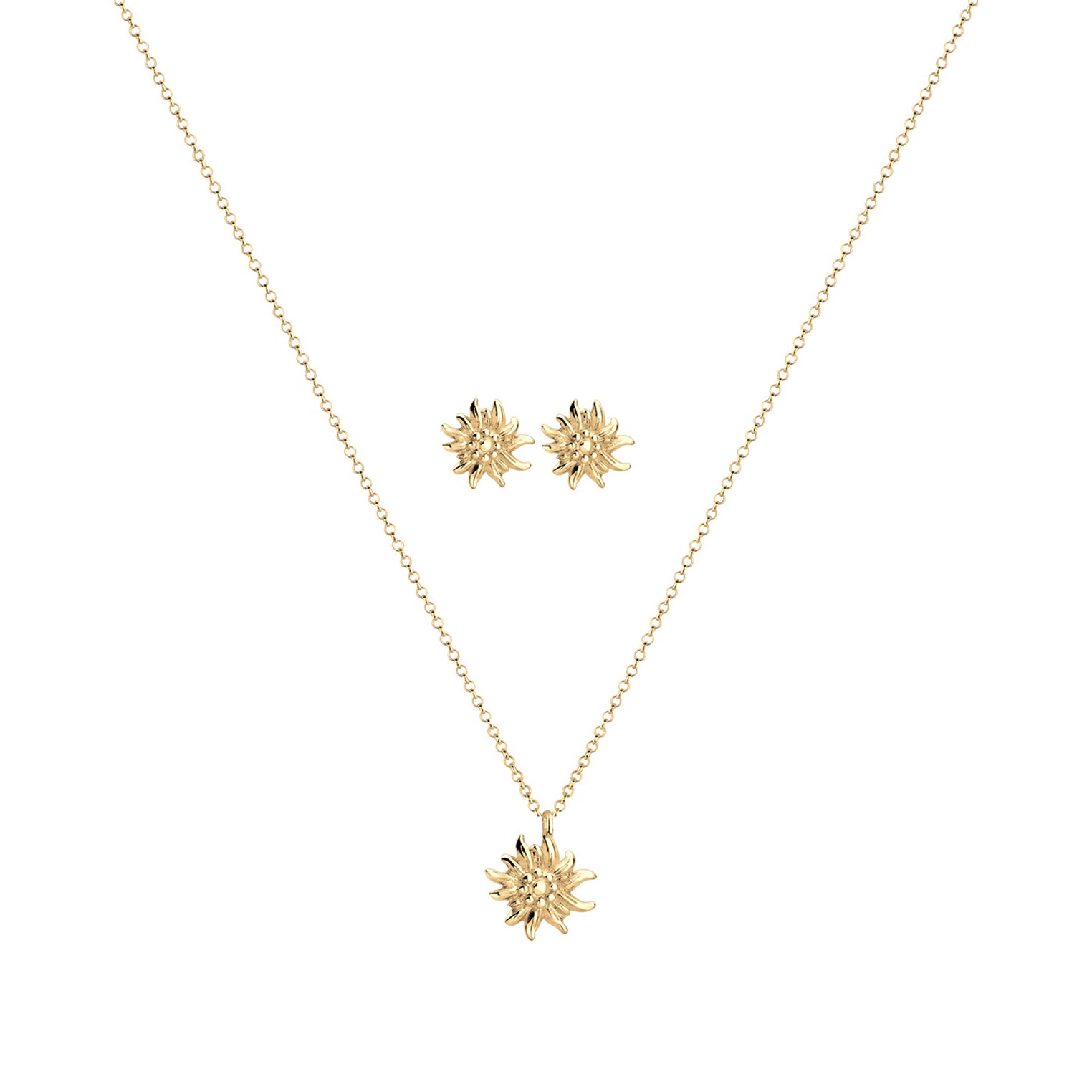 Gold - Elli | Schmuckset  Edelweiss | 925 Sterling Silber vergoldet