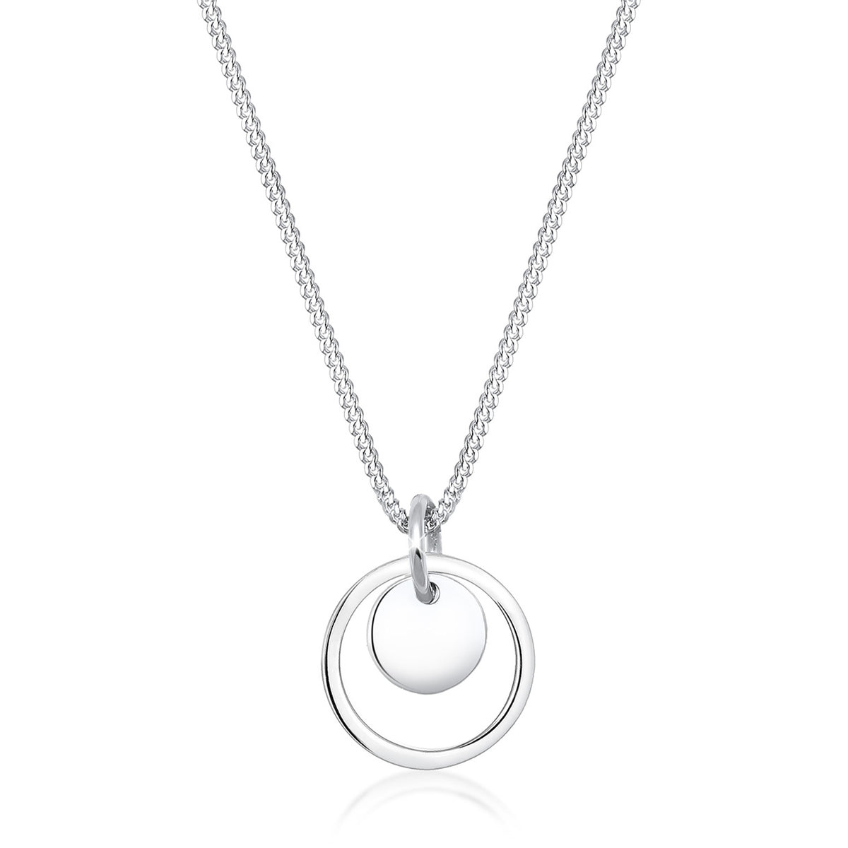 Silber - Elli | Halskette Kreis Plättchen | 925 Sterling Silber