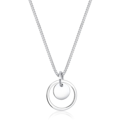 Silber - Elli | Halskette Kreis Plättchen | 925 Sterling Silber