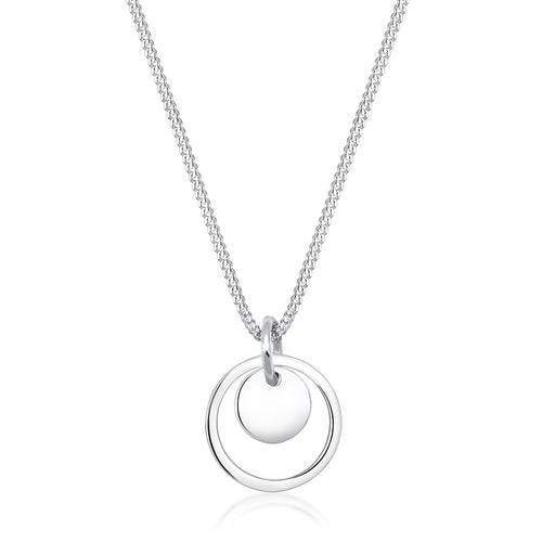 Silber - Elli | Halskette Kreis Plättchen | 925 Sterling Silber