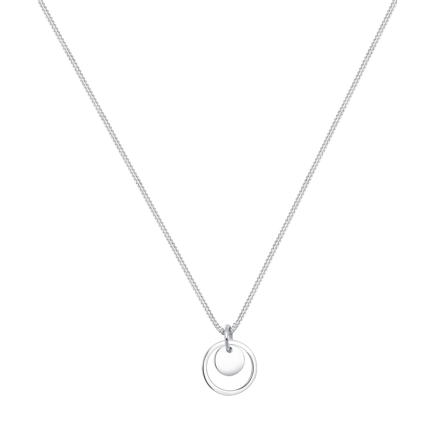 Silber - Elli | Halskette Kreis Plättchen | 925 Sterling Silber