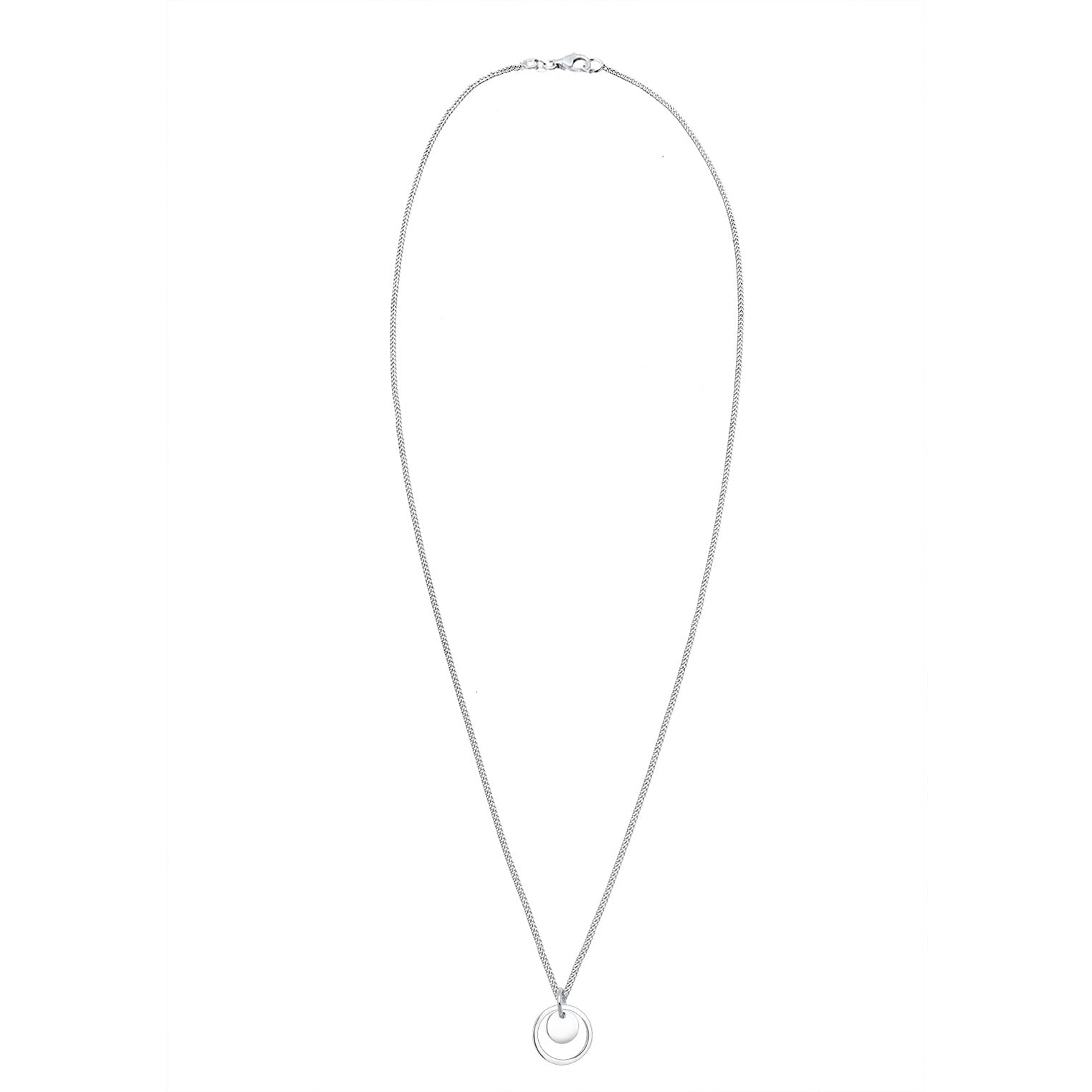 Silber - Elli | Halskette Kreis Plättchen | 925 Sterling Silber