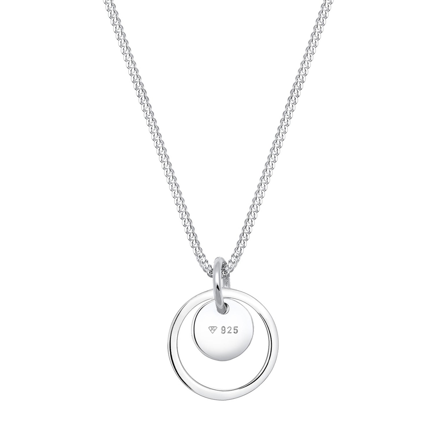 Silber - Elli | Halskette Kreis Plättchen | 925 Sterling Silber