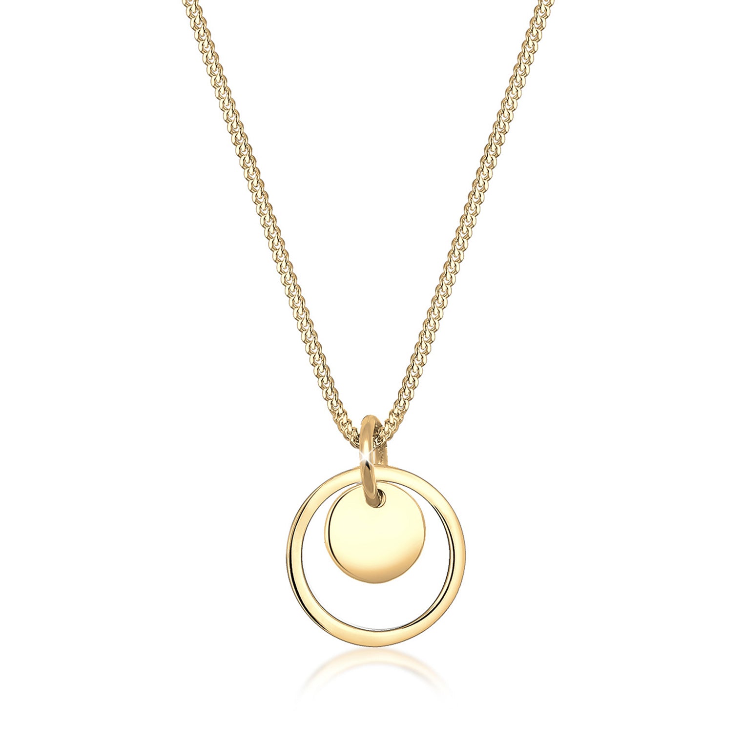 Gold - Elli | Halskette Kreis Plättchen | 925 Sterling Silber vergoldet