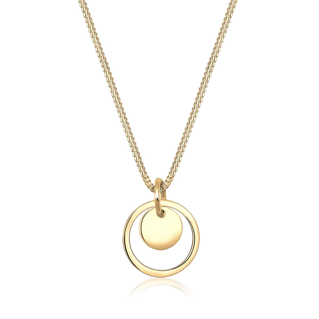 Gold - Elli | Halskette Kreis Plättchen | 925 Sterling Silber vergoldet