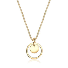 Gold - Elli | Halskette Kreis Plättchen | 925 Sterling Silber vergoldet