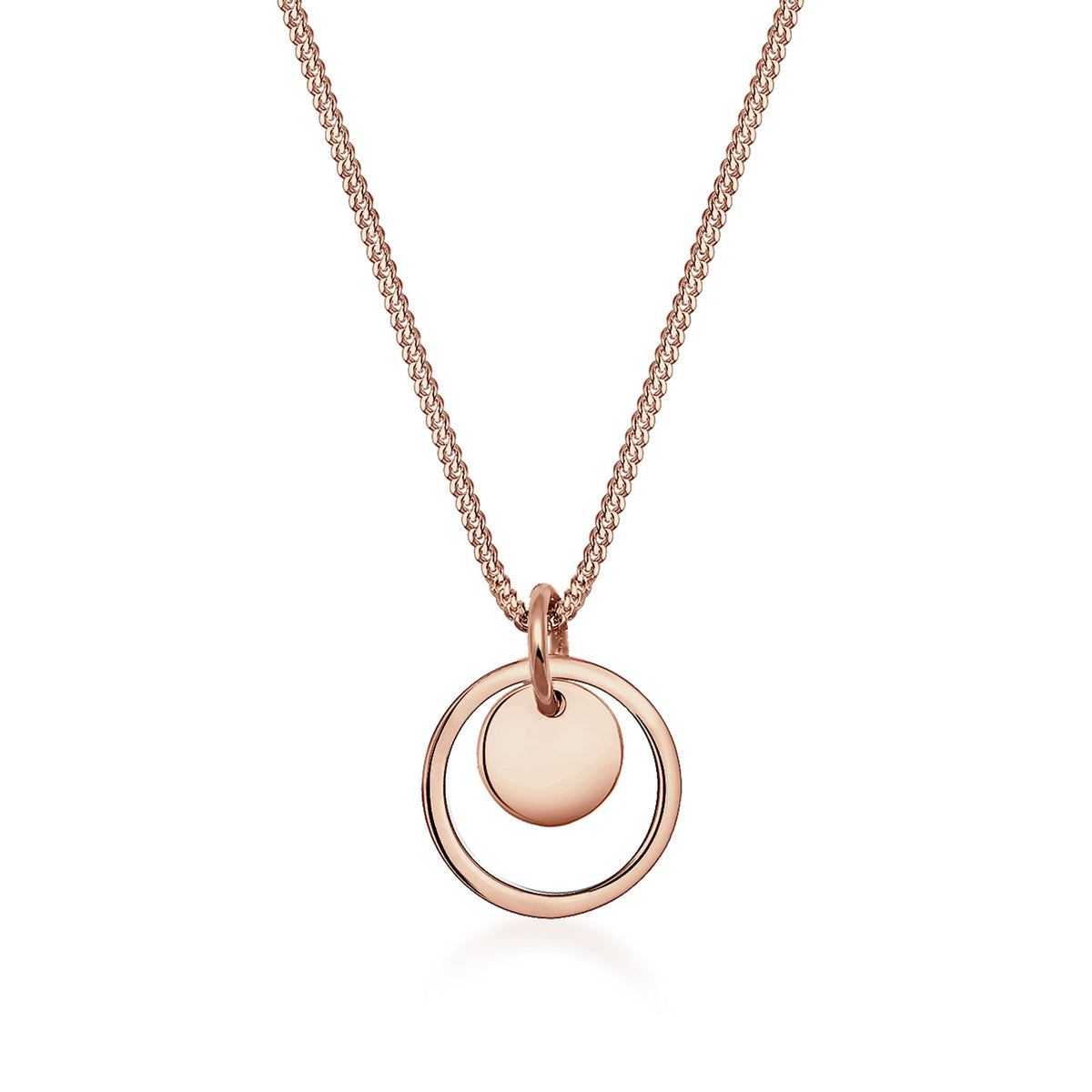 Roségold - Elli | Halskette Kreis Plättchen | 925 Sterling Silber Rosegold