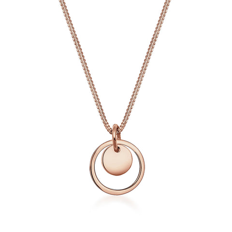 Roségold - Elli | Halskette Kreis Plättchen | 925 Sterling Silber Rosegold